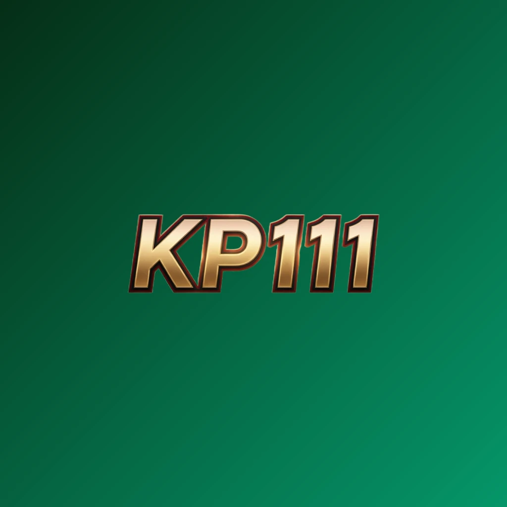 Luxury casino logo for KP111 featuring rich gold gradient with red and black accents, elegant lighting effects, designed as a horizontal rectangular wordmark for a high-end entertainment website header